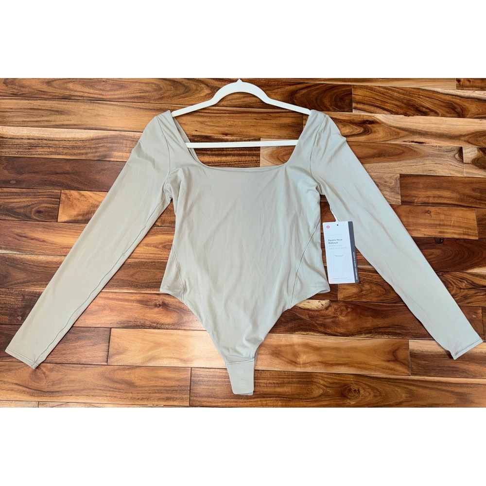 Lululemon Nulu Square Neck Long Sleeve Bodysuit Riverstone Size M